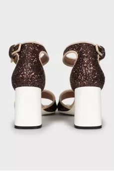 Glitter trapeze heel sandals