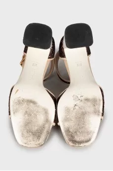Glitter trapeze heel sandals