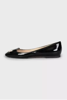 Black patent leather ballet flats