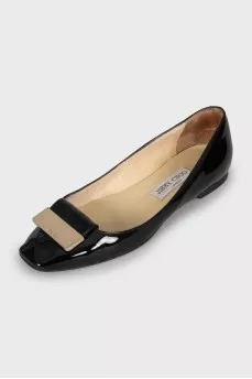 Black patent leather ballet flats