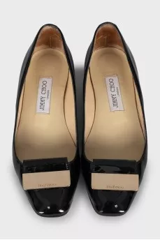 Black patent leather ballet flats