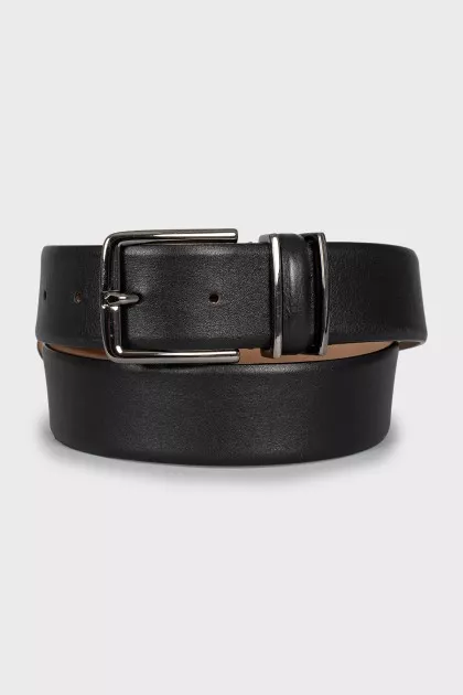 Men's black leather belt