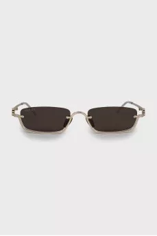 Rectangular sunglasses with gold frame