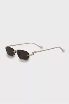 Rectangular sunglasses with gold frame