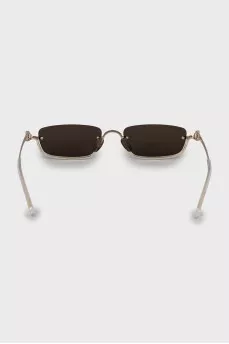 Rectangular sunglasses with gold frame