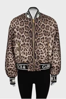 Animal print bomber jacket