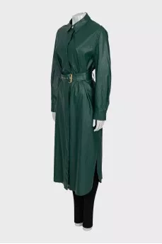 Green Faux Leather Raincoat