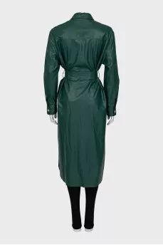 Green Faux Leather Raincoat