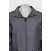 Reversible grey jacket with tag