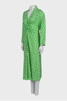 Green Printed Silk Dress