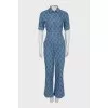 Denim overalls with signature print