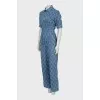 Denim overalls with signature print