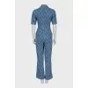 Denim overalls with signature print