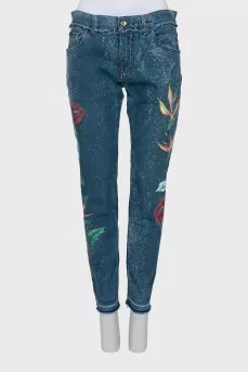 Skinny Jeans with Floral Print