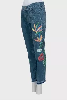 Skinny Jeans with Floral Print