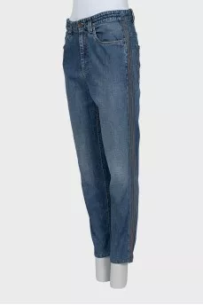 Skinny jeans with side embellishments
