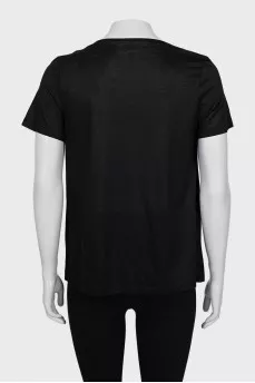 Black T-shirt with a loose collar