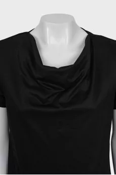Black T-shirt with a loose collar