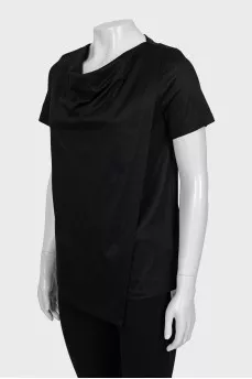 Black T-shirt with a loose collar
