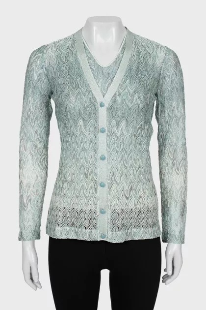 Knitted cardigan with a tank top