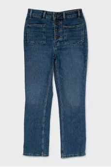 Skinny fit cropped jeans with buttons