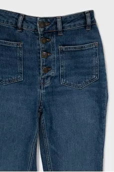 Skinny fit cropped jeans with buttons