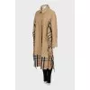 Coat with checkered trim