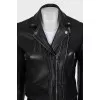Leather jacket decorated with fringe
