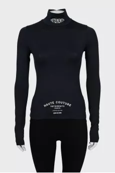Tight turtleneck with printed collar