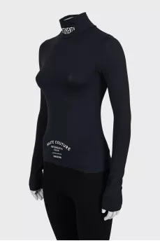 Tight turtleneck with printed collar