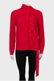 Red blouse with ruffles