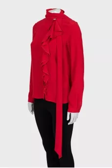Red blouse with ruffles