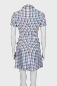 Checkered Print Button Dress