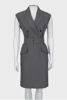 Pinstripe dress with buttons