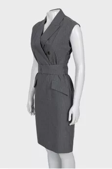 Pinstripe dress with buttons
