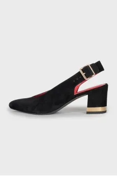 Suede shoes with gold accent
