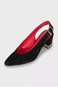 Suede shoes with gold accent