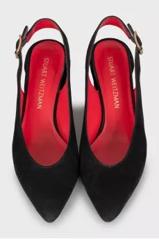 Suede shoes with gold accent