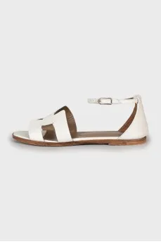 White leather sandals