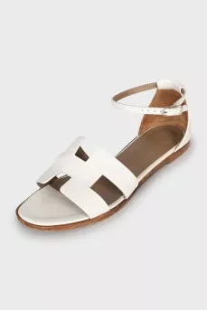 White leather sandals