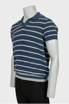 Men's striped knitted polo shirt