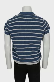Men's striped knitted polo shirt