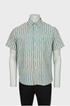 Men's green striped shirt