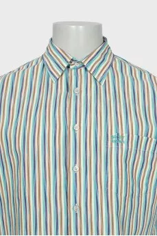 Men's green striped shirt