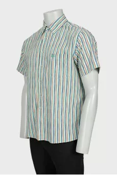 Men's green striped shirt