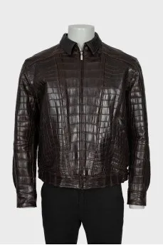 Men's embossed leather jacket