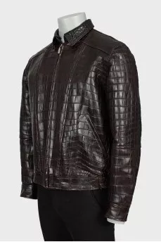 Men's embossed leather jacket