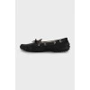 Black leather moccasins