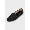 Black leather moccasins