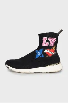 Textile sneakers with patches